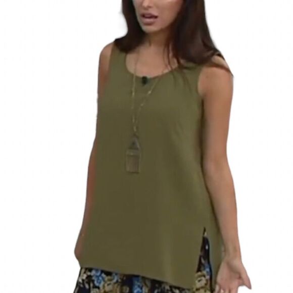 Linea by Louis Dell'Olio Gauze Crepe Asymmetrical Tank - Picture 1 of 2